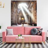 Schuddelen van zonlicht vloeien door de ramen canvas afdruk (Insitu (Woonkamer))