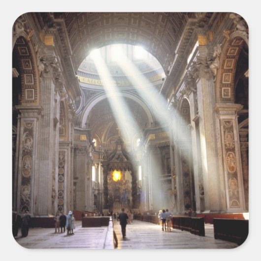 Schuddelen van zonlicht vloeien door de ramen vierkante sticker (Voorkant)