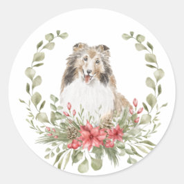 Schudden in een kerstmis ronde sticker