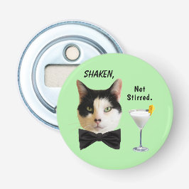 "Schudden, niet roeren" Groene Knop Button Flesopener