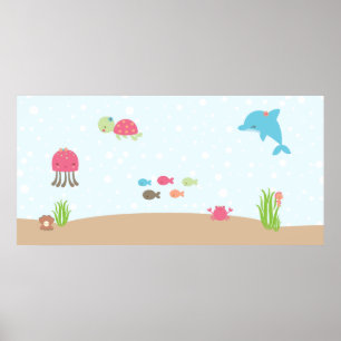 Schudden onder het Zee poster van de kinderwandkun