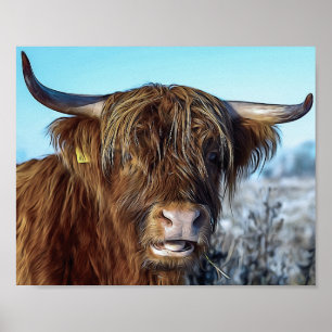 Schudderige Koe van hobbyrundvlees - Ontvette olie Poster