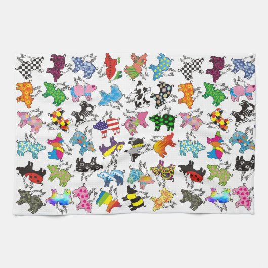 Schuddoeken voor vliegende varkens theedoek (Horizontaal)