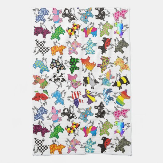 Schuddoeken voor vliegende varkens theedoek (Verticaal)