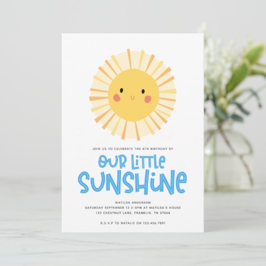 Schudgeel zonnescherm verjaardagsfeest (Staand voorkant)