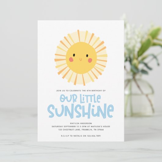 Schudgeel zonnescherm verjaardagsfeest (Staand voorkant)