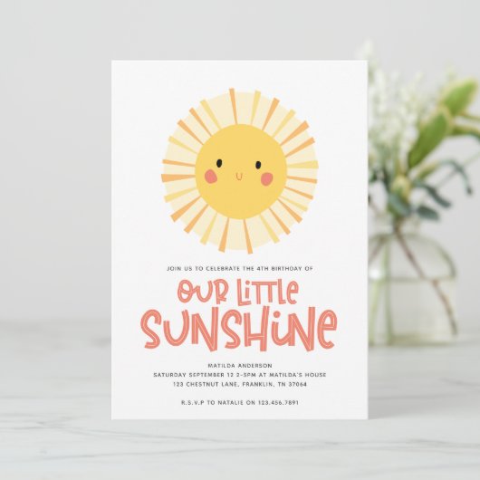 Schudgeel zonnescherm verjaardagsfeest (Staand voorkant)