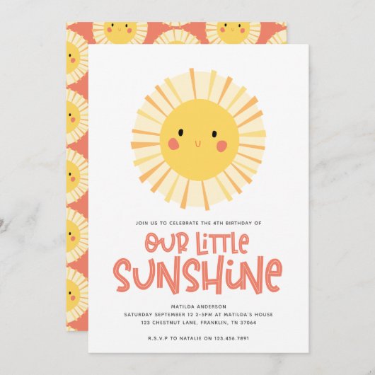 Schudgeel zonnescherm verjaardagsfeest (Voorkant / Achterkant)