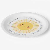 Schudgeel zonnescherm verjaardagsfeest p papieren bordje (Gekanteld)