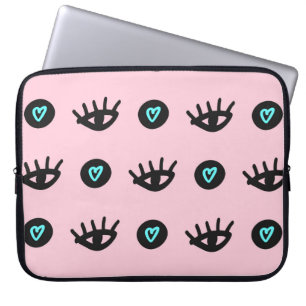 Schudgierig naadloos patroon met doedelogen en h laptop sleeve