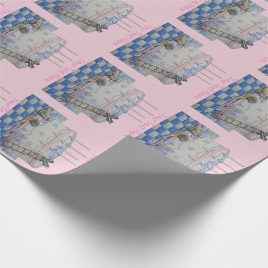 Schudgrijze muizen versierd met verjaardagstaart cadeaupapier (Hoek)