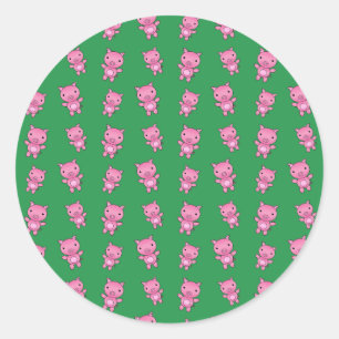 Schudgroen varkenspatroon ronde sticker