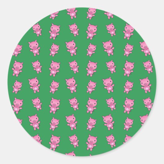 Schudgroen varkenspatroon ronde sticker (Voorkant)