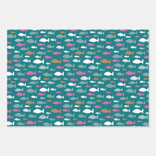 Schudgroen vispatroon inpakpapier vel (Voorkant 3)