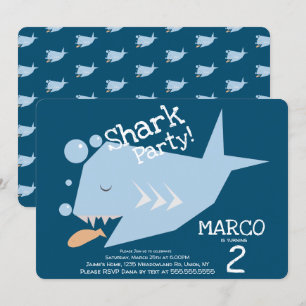 Schudhaai Geometrische vis elke zondag blauw Kaart