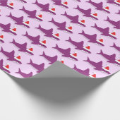 Schudhaai in Santa Hat Paarse feestdag kerstmis Cadeaupapier (Hoek)