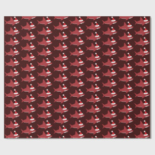 Schudhaai in Santa Hat Red Holiday Kerstmis Cadeaupapier