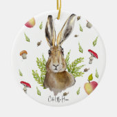 Schudhazen met een achtergrond van appels en padde keramisch ornament (Voorkant)