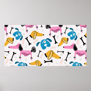 Schudhondpatroon met treksel van babydieren poster