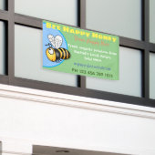 Schudhoning voor verkoop bijenbijenmelk, cartoon s spandoek (Buitenkant Gebouw)