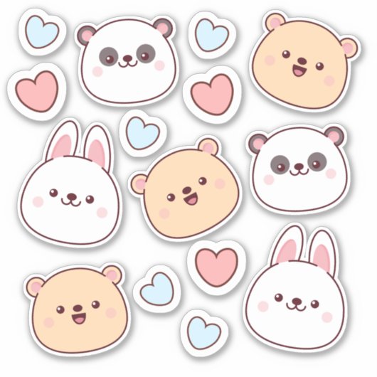 Schudkawaii en harten sticker (Voorkant)