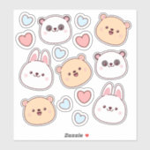 Schudkawaii en harten sticker (Vel)