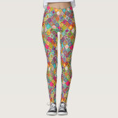 Schudkleurig naadloos decoratief patroon leggings (Voorkant)