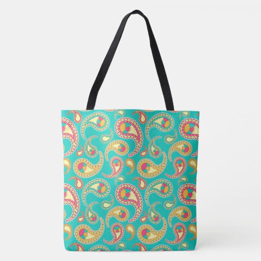 Schudkleurig  paisleypatroon tote bag (Voorkant)