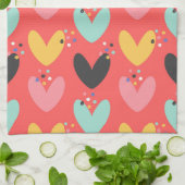 Schudkleurig patroon van het hart van de Valentijn Theedoek (Gevouwen)