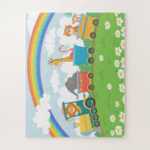 Schudkleurige dierentreinen regenboog Moderne Kind Legpuzzel (Verticaal)