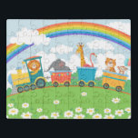 Schudkleurige dierentreinen regenboog Moderne Kind Puzzel<br><div class="desc">Dit schattige ontwerp is voorzien van een kleurrijke dierentuin met een leeuw,  olifant,  giraffe,  flamingo,  tijger en aap. Ideaal voor verjaardagen voor kinderen #puzzle #puzzlesforkids #gifts #giftsforkids #kinder #schattig #animals #games #leuk #jarig #kidsjarig</div>