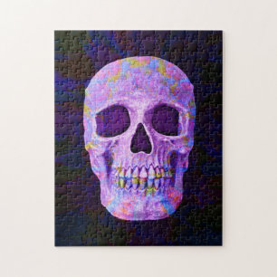 Schudkopdag van de dode Paarse blauwe neongothiek Legpuzzel