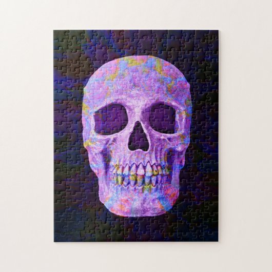 Schudkopdag van de dode Paarse blauwe neongothiek Legpuzzel (Verticaal)