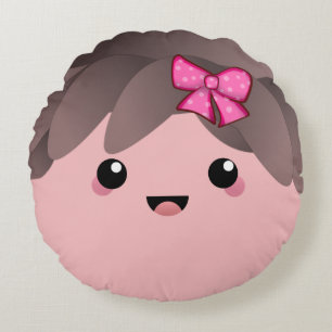 Schudkopje kawaii Japanse cartoon roze Rond Kussen