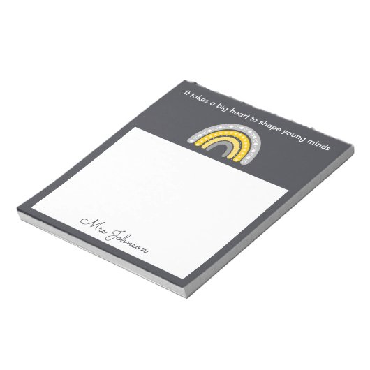 Schudleraren Boho-regenboog op grijze Blocnote (Linkerzijde)