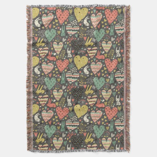 Schudliefdesbundelpatroon met harten deken (Voorkant Verticaal)