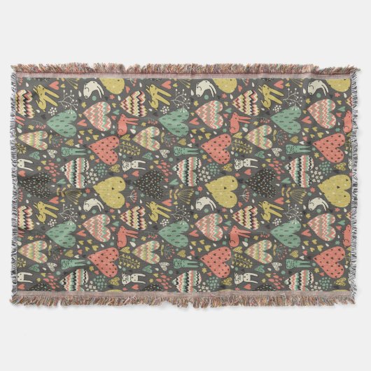 Schudliefdesbundelpatroon met harten deken (Voorkant)