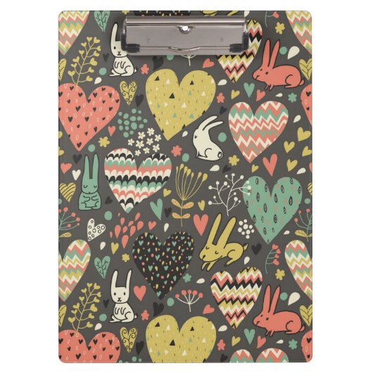 Schudliefdesbundelpatroon met harten klembord (Voorkant)