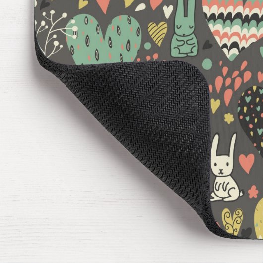 Schudliefdesbundelpatroon met harten muismat (Hoek)