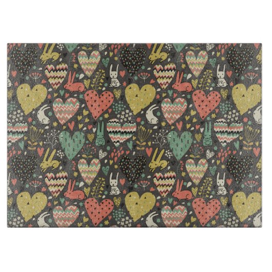 Schudliefdesbundelpatroon met harten snijplank (Voorkant)