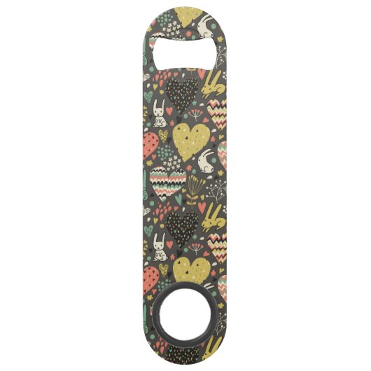 Schudliefdesbundelpatroon met harten speed flessenopener (Voorkant)