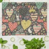 Schudliefdesbundelpatroon met harten theedoek (Gevouwen)