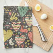 Schudliefdesbundelpatroon met harten theedoek (Quarter Fold)