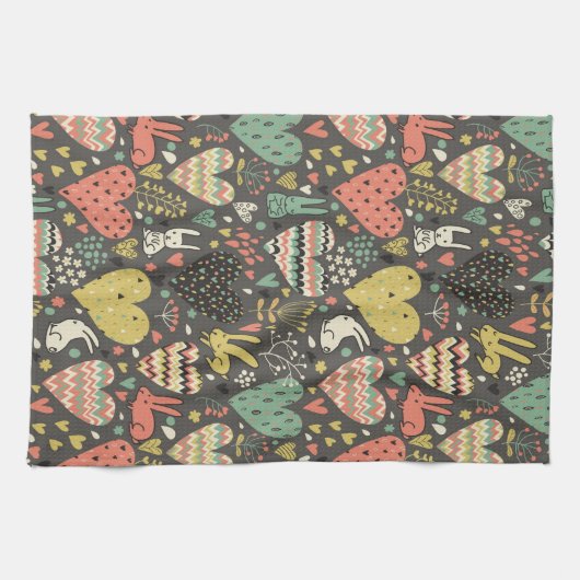 Schudliefdesbundelpatroon met harten theedoek (Horizontaal)