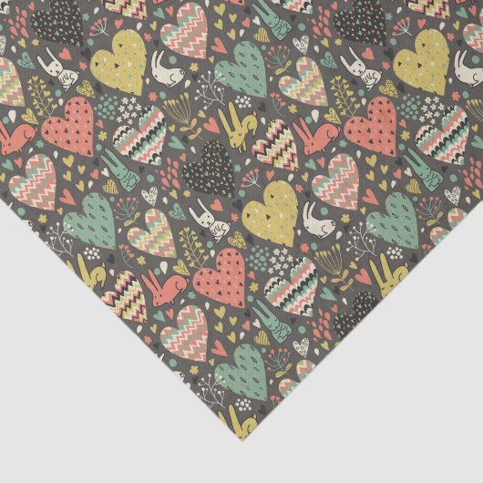 Schudliefdesbundelpatroon met harten tissuepapier (Detail)