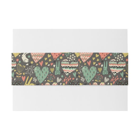 Schudliefdesbundelpatroon met harten uitnodigingen wikkel (Achterkant Voorbeeld)