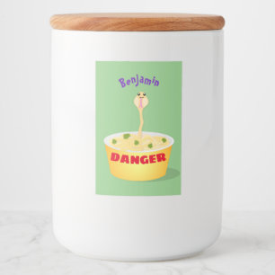 Schudnoedels, cartoon illustratie humor voedselcontainer etiket