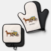 Schudpaard en koninklijke tekening ovenwant & pannenlap set (Voorkant / Achterkant)