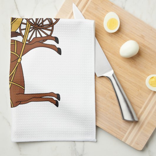 Schudpaard en koninklijke tekening theedoek (Quarter Fold)