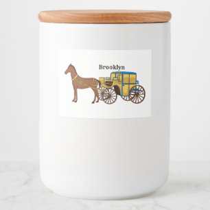 Schudpaard en koninklijke tekening voedselcontainer etiket